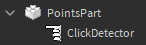 You should have a Part with a ClickDetector inside it named PointsPart